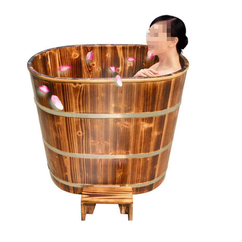 梦航优质香杉木碳化木桶成人泡澡浴桶洗澡桶香杉木浴桶