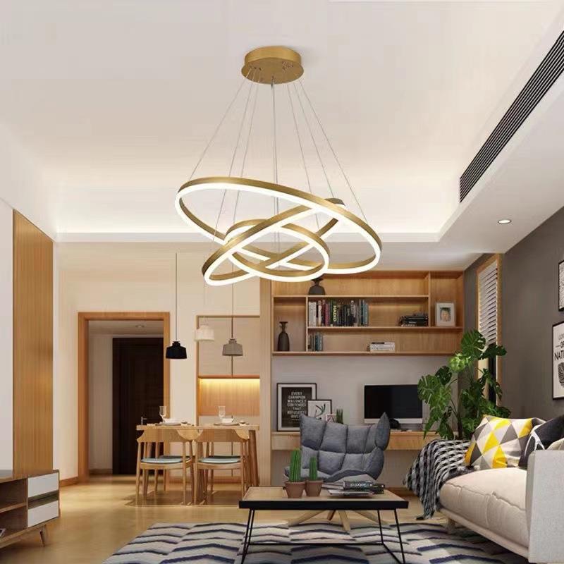 客厅吊灯现代极简约大气2022年新款主卧室餐厅圆环形三层灯具大全
