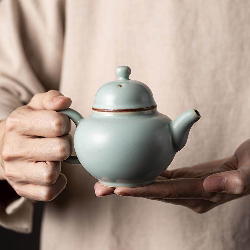 汝窑茶壶复古风陶瓷茶具泡茶壶家用汝瓷开片可养天青色高档泡茶壶,鲜花速递/花卉仿真/绿植园艺,割草机/草坪机,淘宝优惠券,粉丝福利购,淘宝优惠卷
