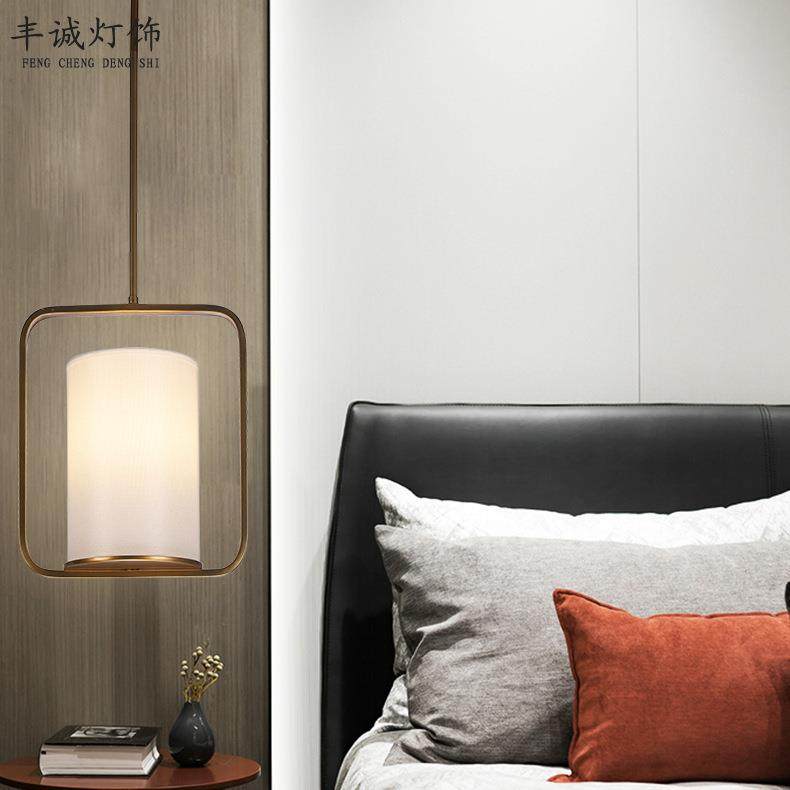 新中式小吊灯单头楼梯走廊茶楼玄关灯饰中式古典布艺床头吊灯厂家