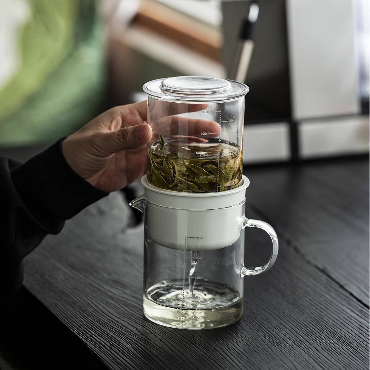 端作泡茶器懒人半自动泡茶器玻璃茶壶家用新中式泡茶壶办公室茶壶
