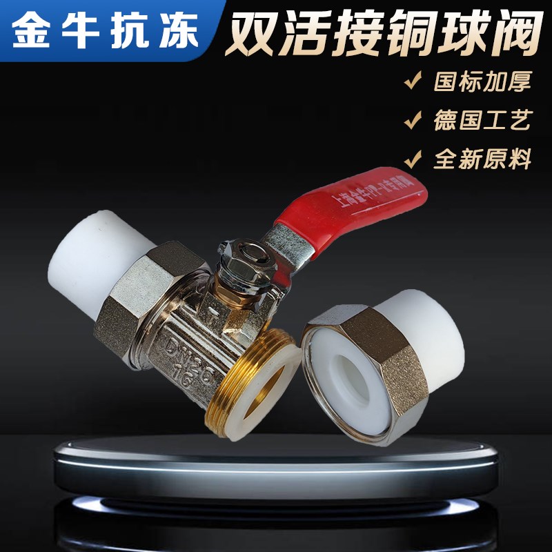 PPR双活接阀门DN20 25 32 40 50 63活接球阀水阀开关铜阀体