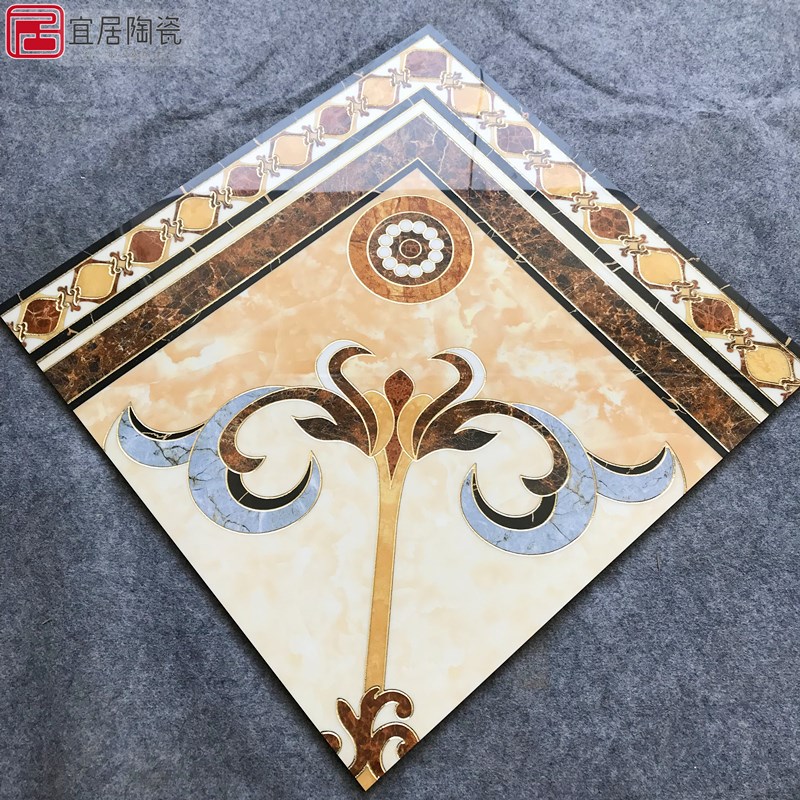 欧式客厅地板砖 拼花地砖800x800拼花入户过道走廊抛晶砖拼花瓷砖