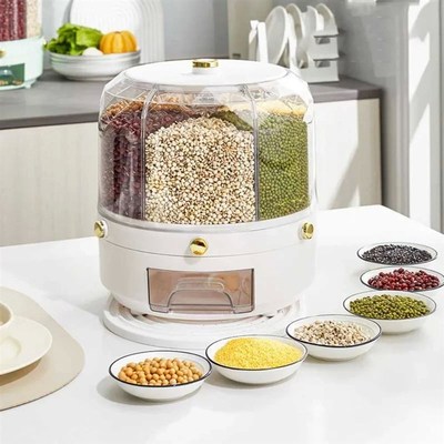 Kitchen Storage Box 360 Degree Rotating Rice Dispenser Seale