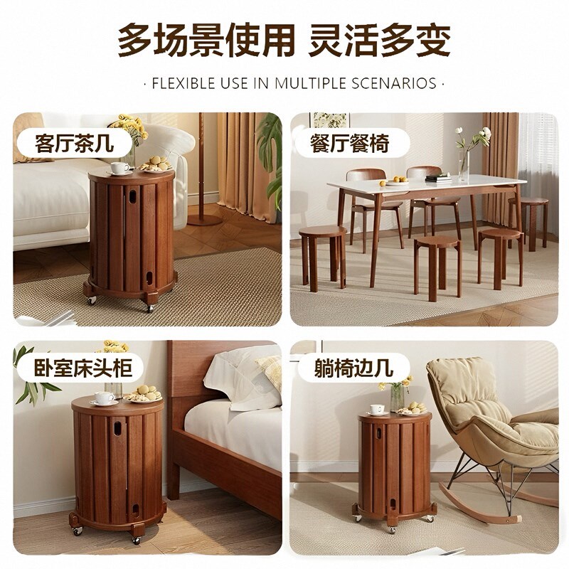 实木凳子家用可叠放简约现代备用矮凳加厚圆凳椅中式叠叠乐