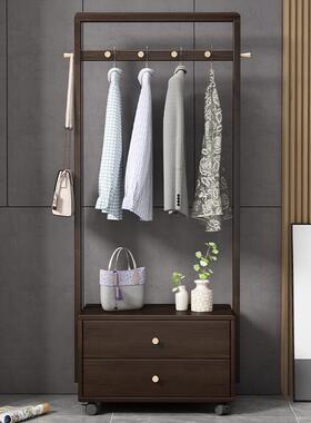5V全实木衣帽架落地挂衣架不占空间卧室家用床边晚上放衣服架