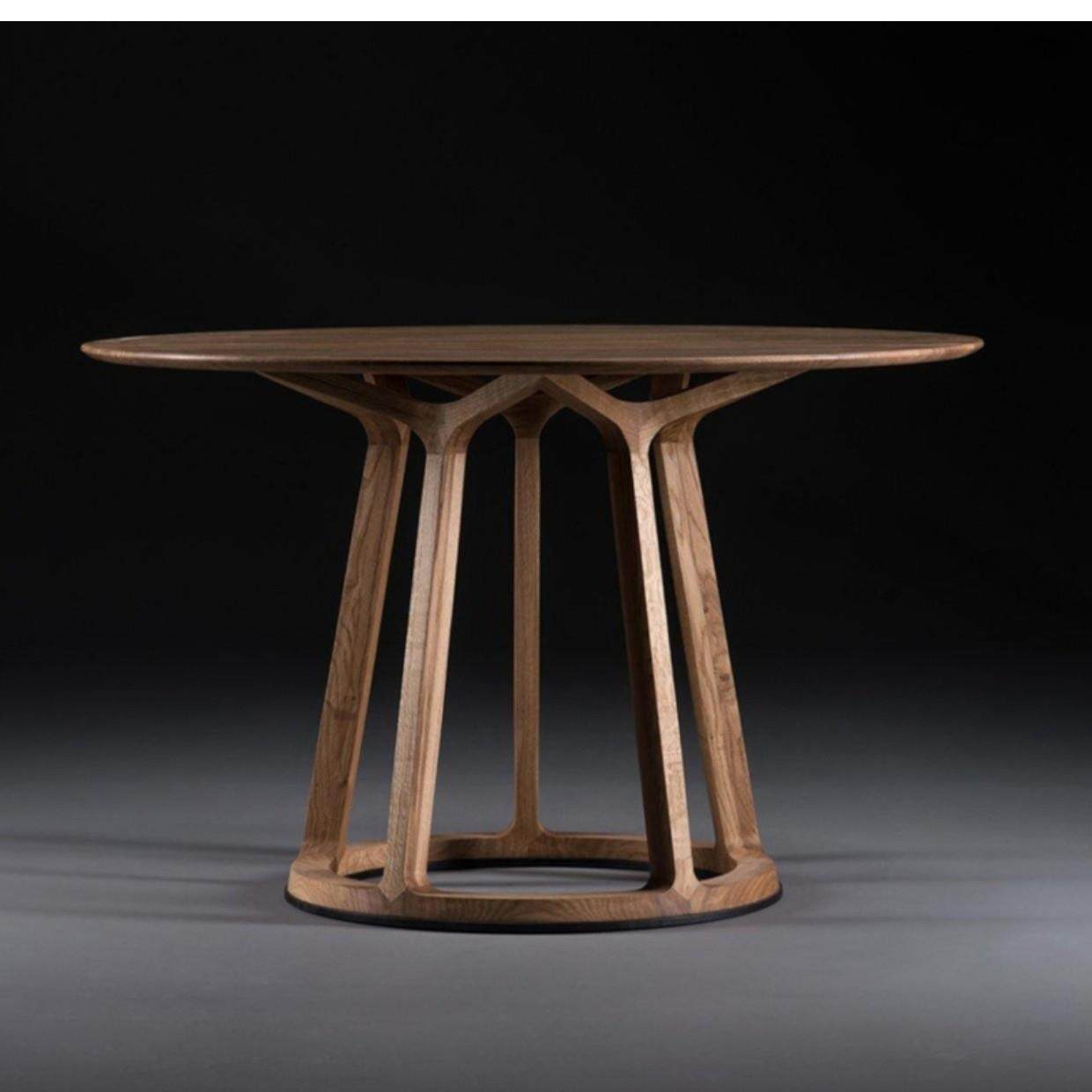 圆形餐桌意式极简北美黑胡桃木小圆桌家用休闲桌原木餐桌椅子家具