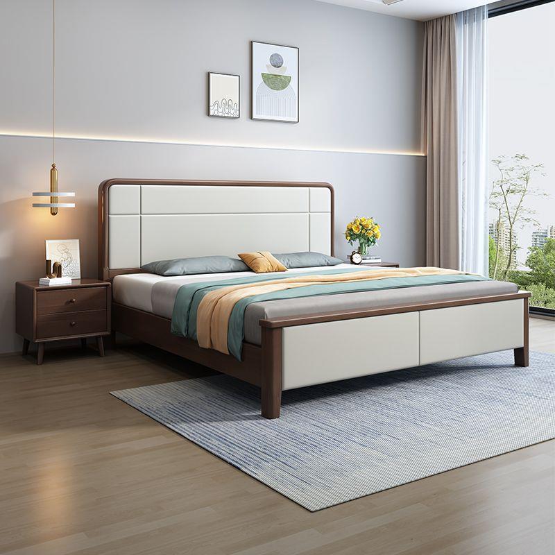 黑胡桃木实木床主卧室大床1.8x2米轻奢极简单双人床1.5米婚床