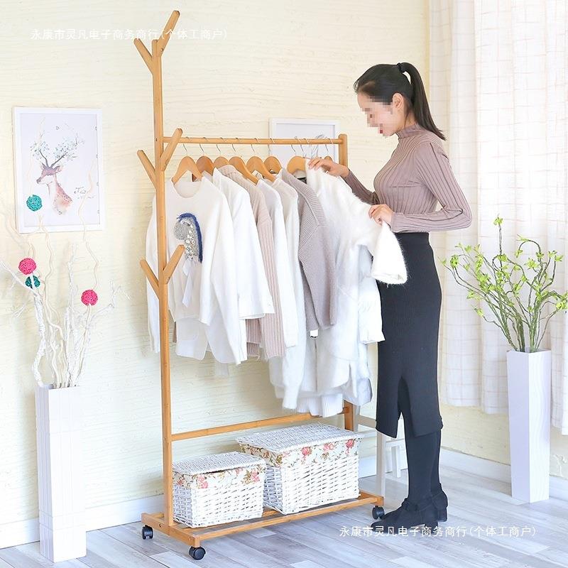 单杆晾衣架衣服实木简易挂衣架60cm木质架子落地卧室北欧创意包邮