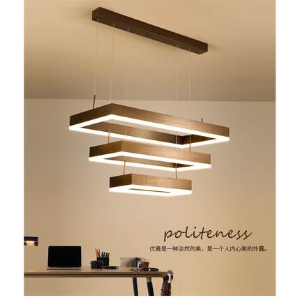 LED客厅吊灯现代简约创意个性长方形北欧灯具大厅餐厅吧台吊灯