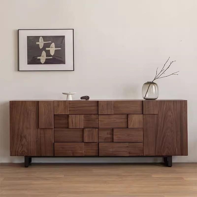 北美黑胡桃木实木斗柜餐边柜日式简约客厅卧室靠墙收纳床尾储物柜