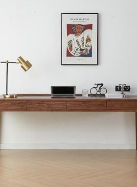 北美黑胡桃木书桌北欧简约长方形写字桌家用书房设计师全实木书桌