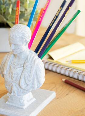 创意人物造型凯撒大帝桌用笔插笔座收纳摆件办公桌笔筒装饰品