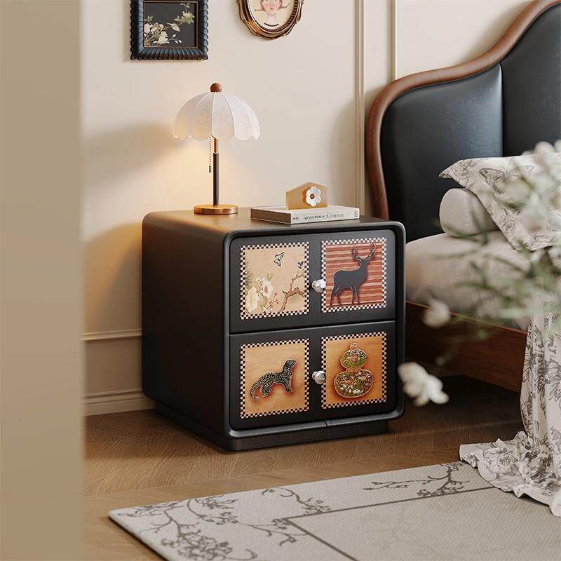 中古风实木床头柜2025新款家用卧室创意收纳柜复古简约床边柜子