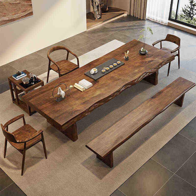 大板实木茶桌一整套新中式原木整板泡茶桌椅家用茶台功夫喝茶桌子