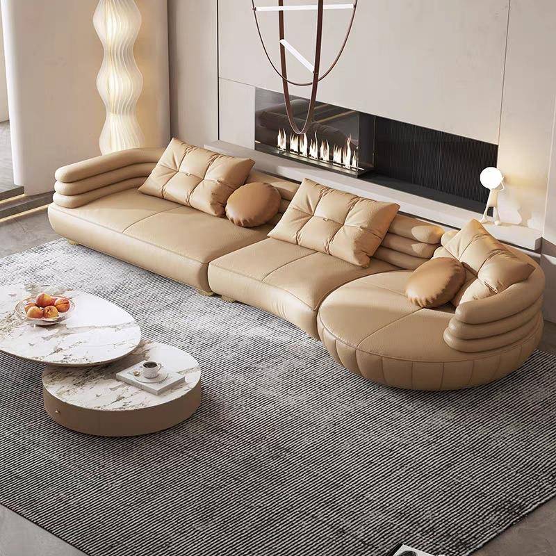 意式baxter沙发轻奢皮艺沙发大小户型客厅极简弧形转角皮艺沙发