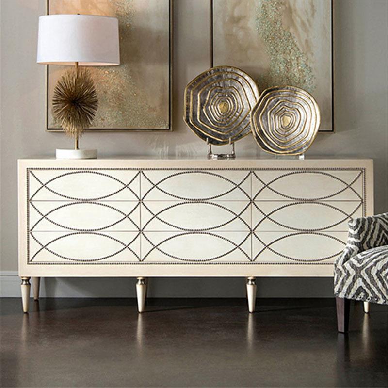 简约现代白色电视柜美式轻奢实木门厅柜客厅创意玄关装饰柜子定