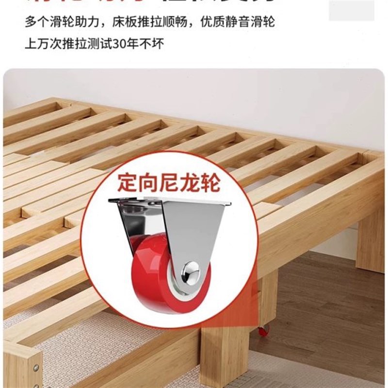 多功能伸缩床儿童抽拉床小户型全实木单人沙发折叠床两用可推拉床