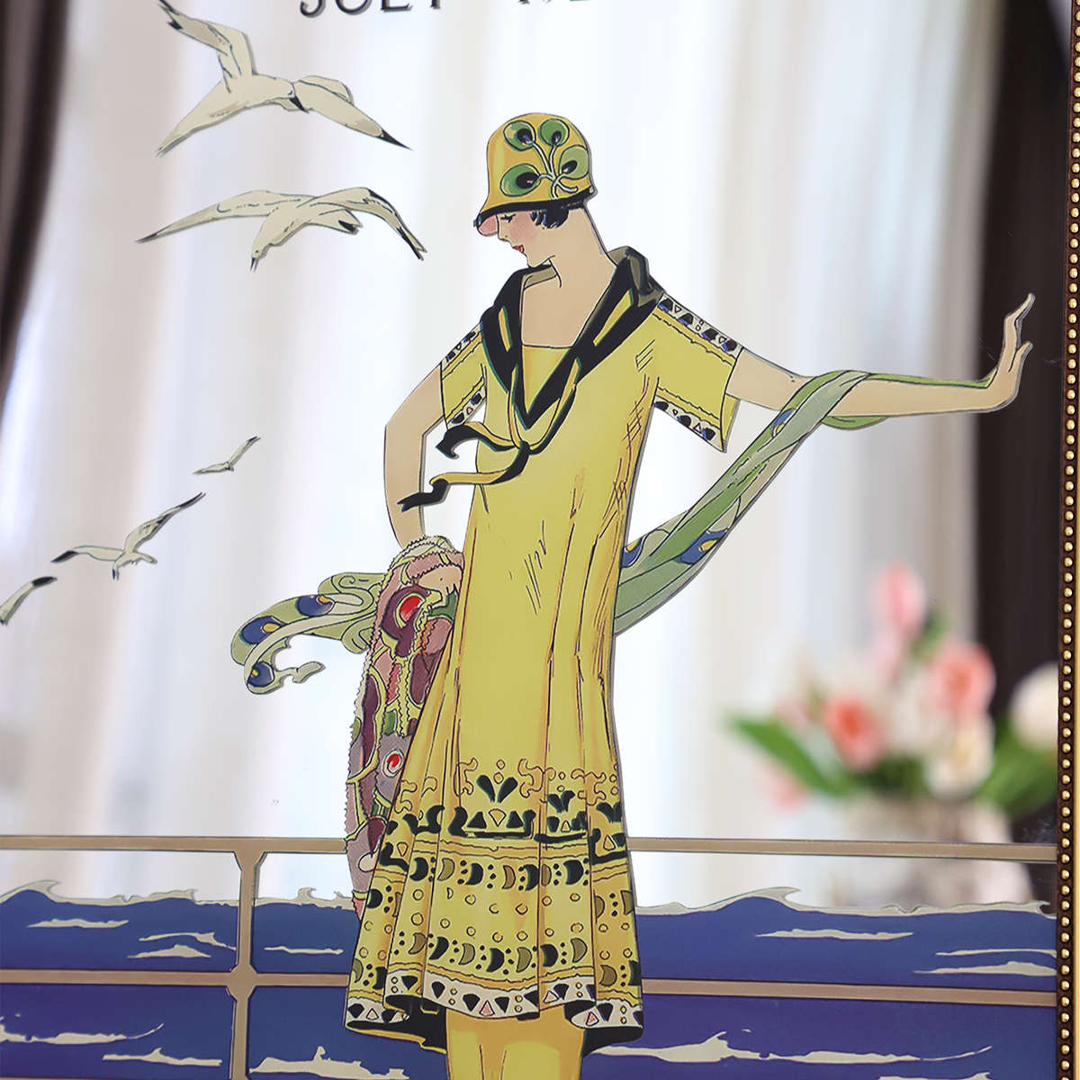 法式中古镜面创意装饰画小众镜子摆件服装店餐厅客厅卧室艺术挂画