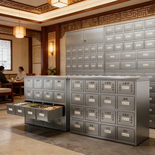 304不锈钢中药柜加厚中药调剂台中医馆药材收纳柜家用定制中药柜