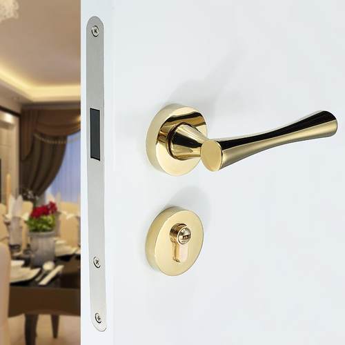 分体轻奢金色门锁室内磁吸静音卧室房间门锁具实木门锁家用通用型