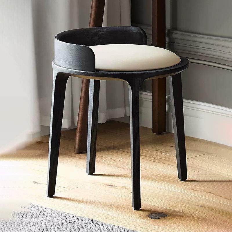 中古设计师实木梳妆凳梳妆台化妆家商用备用凳白蜡木餐椅餐桌板凳