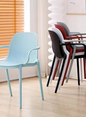 塑料椅子家用靠背椅加厚户外休闲椅现代简约餐桌椅北欧可叠放餐椅