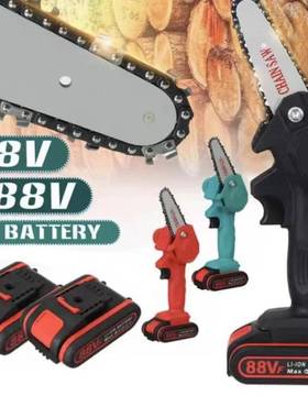 充电式电4寸电链锯小型电动锯木工单手电锯园林伐木迷你电链锯