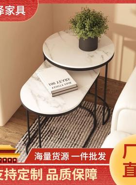 北欧轻奢边几客厅沙发边桌岩板侧边边角柜现代简约角几伸缩小茶几