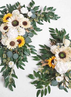 23新款手工制作拱门花迎宾门楣水牌婚礼仪式背景装饰玫瑰套装