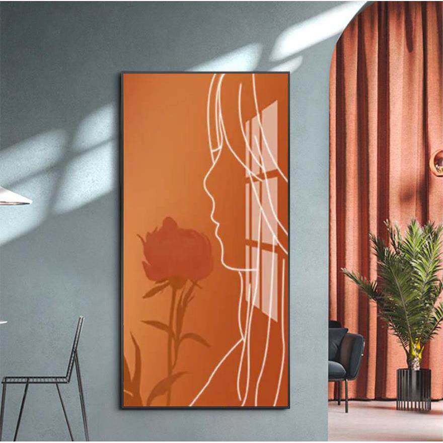 现代轻奢玄关装饰画竖版艺术人物走廊过道挂画客厅沙发落地画壁画