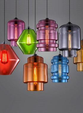 美式乡村现代简约新款玻璃吊灯客厅餐厅吧台个性创意走廊过道吊灯