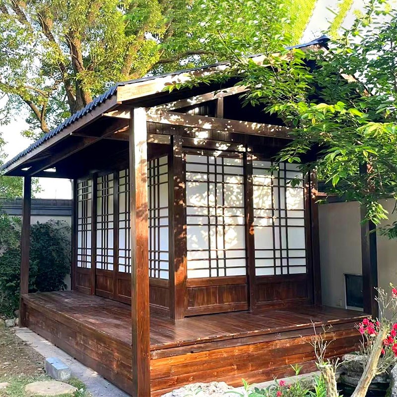 室外木屋别墅庭院木屋民宿造景日式禅意网红小木屋户外茅草屋茶室