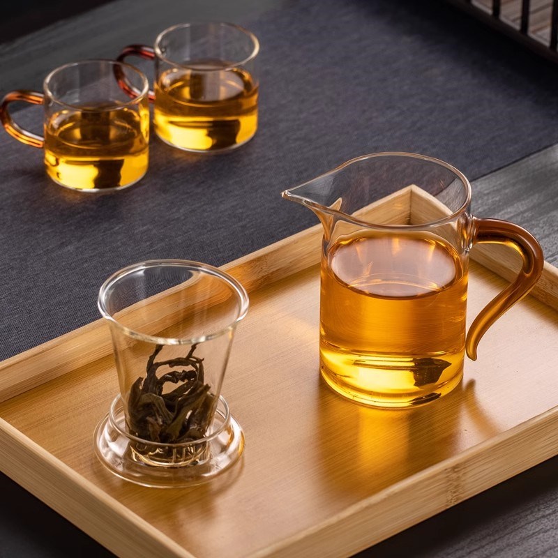 耐高温全玻璃冲泡茶壶花茶绿茶红茶杯茶水分离公道杯带过滤网茶壶