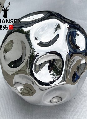 欧式不锈钢凹凸圆球镜面雕塑金属球浮球酒店会所装饰艺术落地摆件
