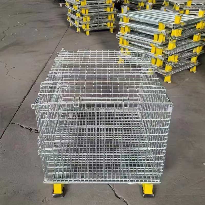 仓储笼铁笼金属推车折叠式可移动货架铁框周转耐用铁笼子台车