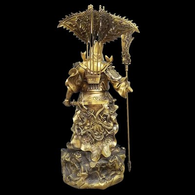 纯铜关公铜像摆件武财神九龙关公招财家居客厅店铺办公室供奉神像