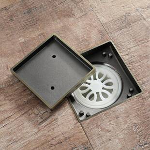 【折扣价】116*116mm青古铜方形隐藏式卫生间大排量防臭地漏