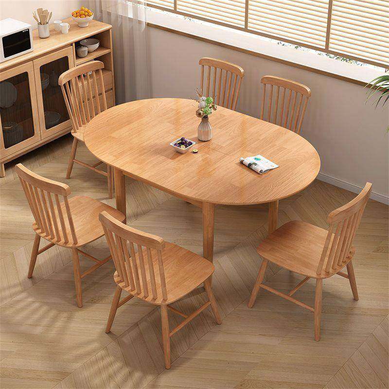 圆桌方圆实木两用折叠餐桌椅餐桌组合简约小户型家用伸缩饭桌桌子