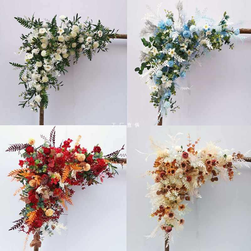 森系婚庆道具木桩拱门室外草坪婚礼三角花幸福门舞台树桩背景