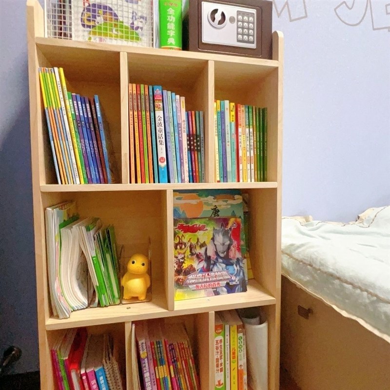 书架儿童不占空间实木书架学生收纳架简易卧室置物架落地多层书柜