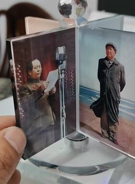 毛主席水晶汽车桌面摆件纪念礼品家居装饰创意360度旋转伟人摆件