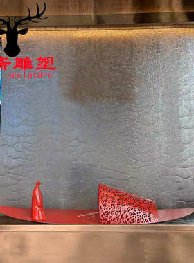 不锈钢小船渔人雕塑园林景观小区售楼部流水镂空金属落地大摆件