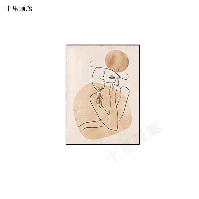 抽象风风壁画客厅原木墙奶油床头沙发背景挂画卧室人物装饰画北欧图片