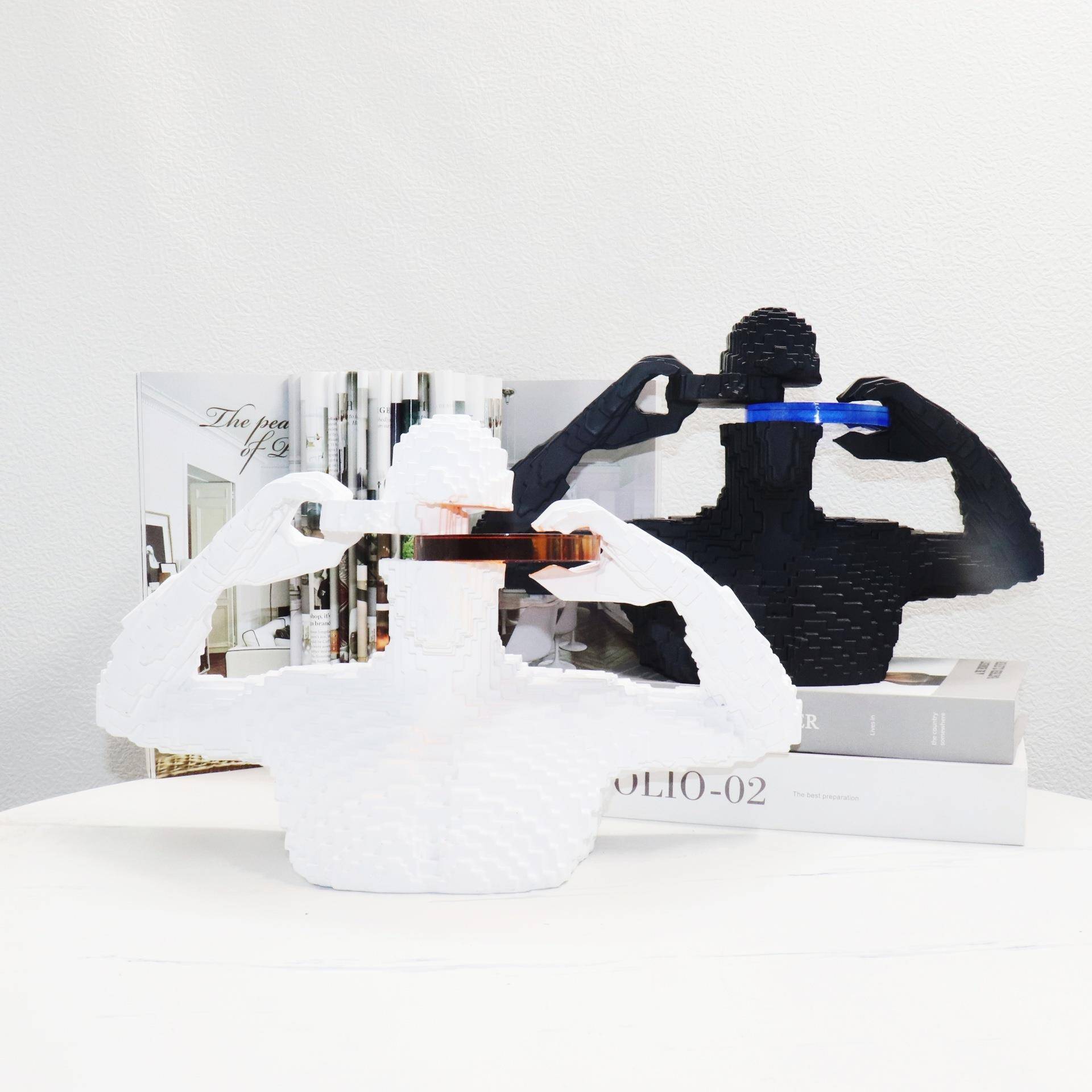 现代简约创意马赛克人物雕塑摆件样板房客厅电视玄关酒柜软装饰品