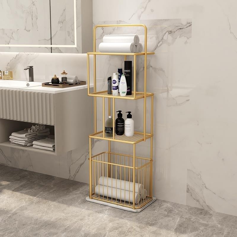 轻奢毛巾架落地洗漱台家用大理石浴室置物架卫生间收纳浴巾架