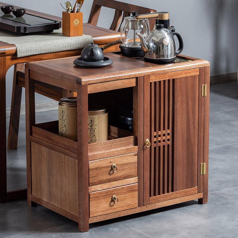 胡桃木茶桌边柜侧柜家用小茶台实木客厅泡茶吧几烧水壶一体茶水柜