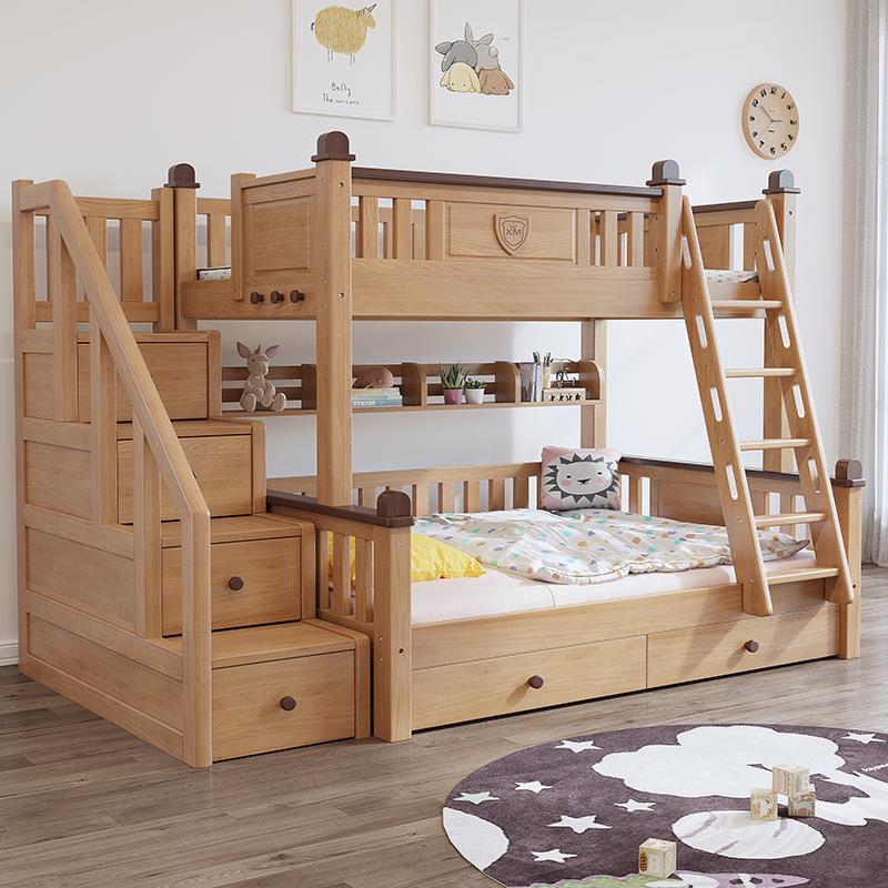 全实木儿童上下床双层床上下铺榉木多功能高低床小户型组合子母床