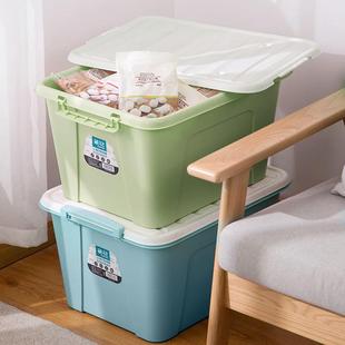 58L带轮收纳箱带盖有轮可叠层塑料收纳箱储物箱车载家居胶箱