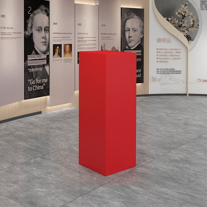 展台展示台橱窗长方体木制烤漆模特底座商业陈列高低台子红色地台